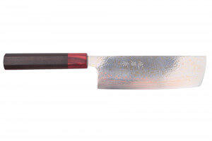 Couteau nakiri 16,5cm japonais artisanal Takeshi Saji VG10 Rainbow