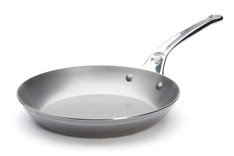 Po&ecirc;le ronde De Buyer Mineral B Pro 24cm en acier et poign&eacute;e en fonte d'inox