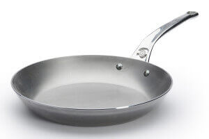 Poêle ronde De Buyer Mineral B Pro 28cm en acier et poignée en fonte d'inox