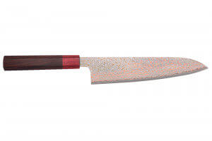 Couteau de chef 21cm japonais artisanal Takeshi Saji VG10 Rainbow Nashiji