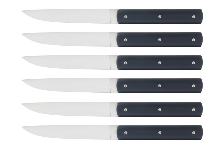 Coffret de 6 couteaux de table faits mains Perceval 888 gris anthracite
