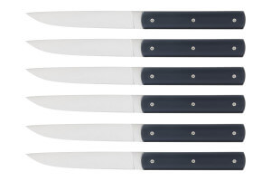 Coffret de 6 couteaux de table faits mains Perceval 888 gris anthracite