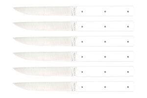Coffret de 6 couteaux de table faits mains Perceval 888 blanc