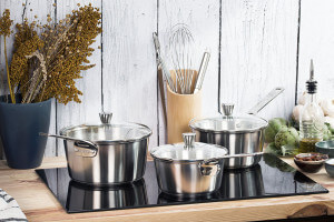 Set de 3 casseroles Cristel 1826 en acier inoxydable 18/10 brossé