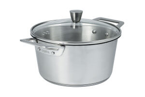 Faitout Cristel 1826 en acier inoxydable 18/10 brossé + couvercle en verre bombé