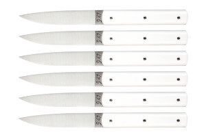 Coffret de 6 couteaux de table faits mains Perceval 9.47 blancs