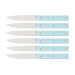 Coffret de 6 couteaux de table faits mains Perceval 9.47 bleu ciel