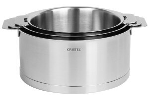 Set de 3 casseroles Cristel Strate Amovible en acier inox 18/10 - 16, 18 et 20cm