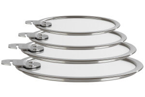 Set de 4 couvercles plats Cristel Strate Amovible 14 à 20cm en verre trempé