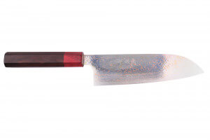 Couteau santoku 16,5cm japonais artisanal Takeshi Saji VG10 Rainbow