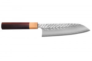 Couteau santoku 16,5cm japonais artisanal Yoshimi Kato SPG Strix V-Tsuchime