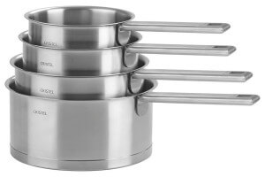 Set de 4 casseroles Cristel Strate Fixe en acier inox 18/10 - 14, 16, 18 et 20cm