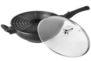 Wok en fonte Pradel Excellence Premium 32cm façon pierre tous feux/ induction
