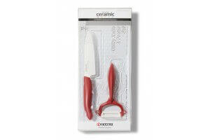 Coffret Kyocera couteau 11cm et Eplucheur vertical manche rouge