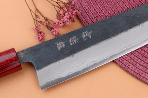 Couteau de chef kiritsuke japonais artisanal Wusaki Yuzo BS2 damas 21cm
