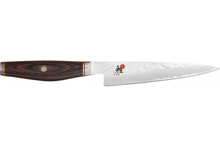 Couteau à légumes japonais Miyabi 6000MCT lame martelée 13cm + manche en Pakka
