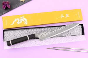 Couteau sujihiki kiritsuke 24cm japonais artisanal Yuzo Kanko Damas SG2