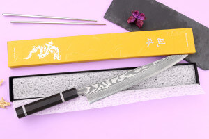 Couteau sujihiki kiritsuke 27cm japonais artisanal Yuzo Kanko Damas SG2