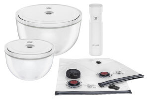 Set de démarrage Zwilling Fresh & Save 9 pièces 1 pompe à vide + 2 bols en verre M/L + 4 sacs S/M