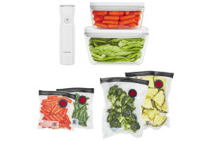 Set de démarrage Zwilling Fresh & Save 7 pièces M/L en verre 1 pompe à vide + 2 boîtes en verre + 4 sacs