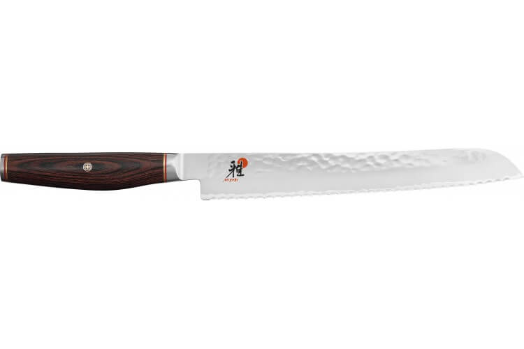 Couteau à pain japonais Miyabi 6000MCT lame martelée 23cm + manche en Pakka