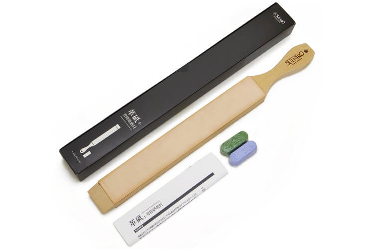 Set stropping cuir de polissage japonais Suehiro 48,5cm + pâte abrasive