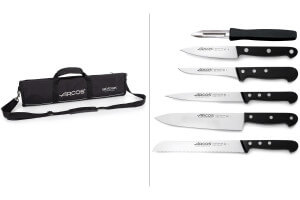Trousse 8 places Arcos & Euro-Toques Universal + 5 couteaux forgés + 1 éplucheur
