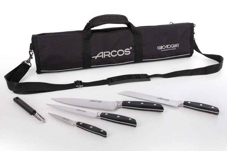 Trousse 8 places Arcos & Euro-Toques Manhattan - 4 couteaux forg&eacute;s + 1 &eacute;plucheur