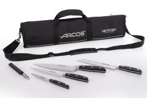 Trousse 8 places Arcos & Euro-Toques Manhattan - 4 couteaux forgés + 1 éplucheur