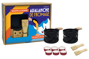 Service à raclette à la bougie Cookut Lumi pour 2 motif montagne noir - Avalanche de fromage