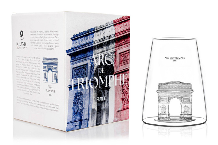 Verre &agrave; spiritueux long Alaskan Maker Iconic Monuments Arc de Triomphe en verre cristallin