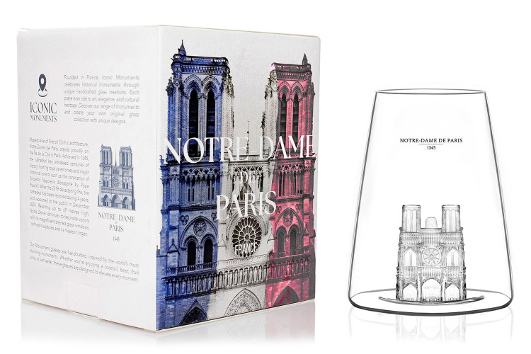 Verre &agrave; spiritueux long Alaskan Maker Iconic Monuments Notre Dame de Paris en verre cristallin