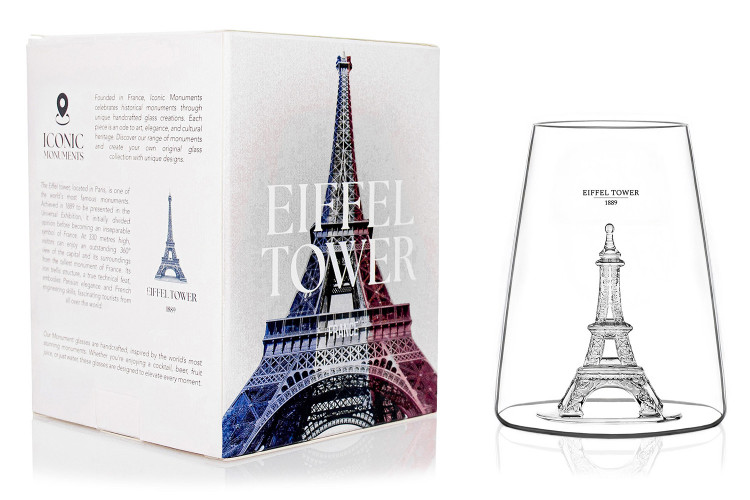 Verre &agrave; spiritueux long Alaskan Maker Iconic Monuments Tour Eiffel en verre cristallin