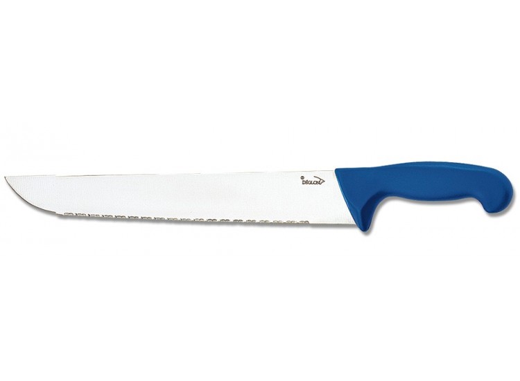 Couteau à poisson DEGLON lame 42cm microdentée manche PP bleu 