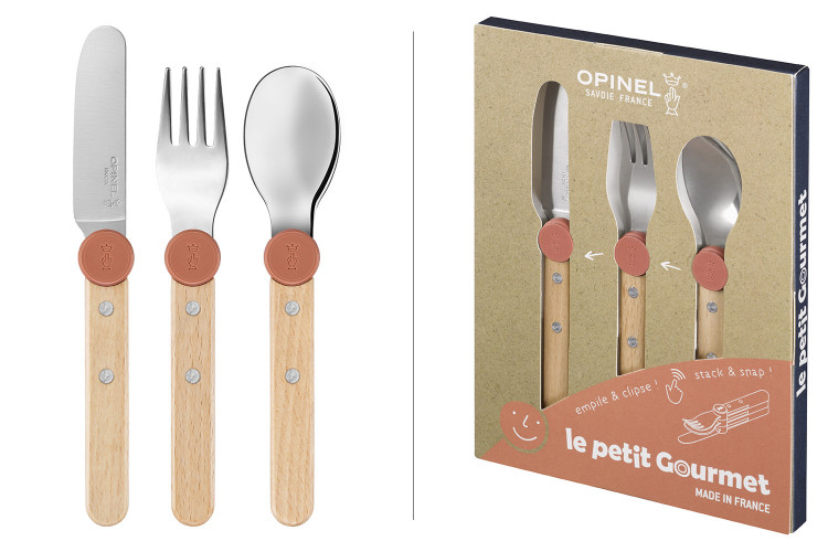Set de couverts pour enfants Opinel Le Petit Gourmet coloris corail
