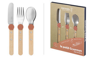 Set de couverts pour enfants Opinel Le Petit Gourmet coloris corail