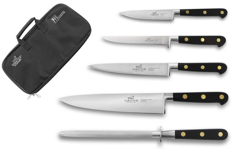 Mallette de 4 couteaux + 1 fusil Sabatier Chef fabrication fran&ccedil;aise