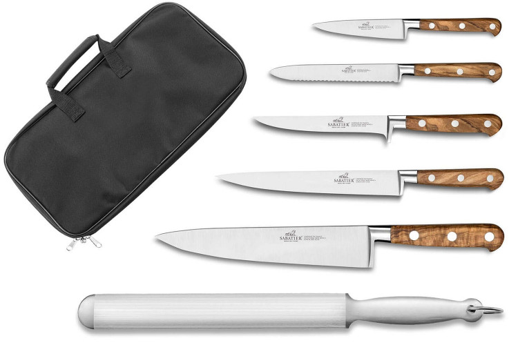 Mallette cuisinier Sabatier Proven&ccedil;ao 5 couteaux fabrication fran&ccedil;aise + 1 fusil