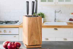 Bloc couteaux vide rotatif Cristel en bois d'acacia