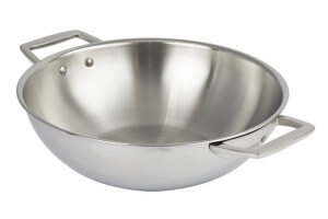 Wok Cristel Castel'Pro en acier inoxydable 18/10 3 ply avec 2 anses fixes