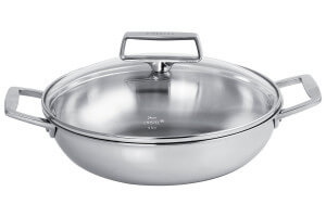 Sautoir Cristel Castel'Pro en acier inoxydable 18/10 5 ply avec 2 anses fixes + couvercle en verre