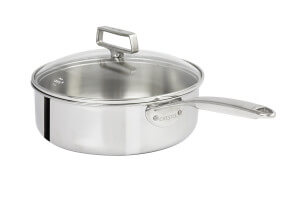 Sauteuse Cristel Castel'Pro en acier inoxydable 18/10 5 ply poignée fixe + couvercle en verre