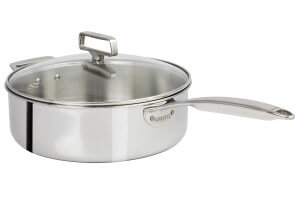Sauteuse Cristel Castel'Pro en acier inoxydable 18/10 5 ply poignée fixe + couvercle en verre