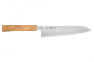 Couteau de chef 21cm japonais artisanal Sakai Kikumori TS10 en chêne