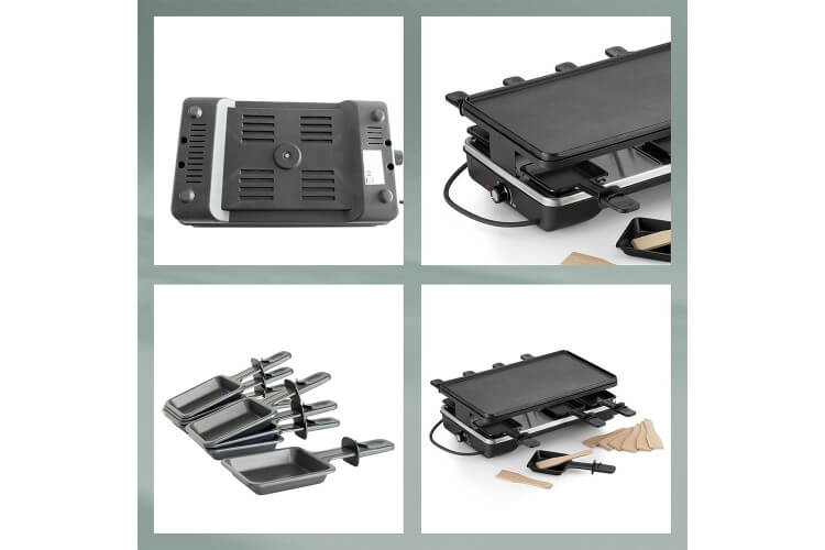 KELA Raclette con pietra ollare BEDRETTO per 8 persone Granito / Legno