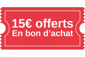 Bon d'achat de 15€ offert (réception par mail à l'expédition de la commande)