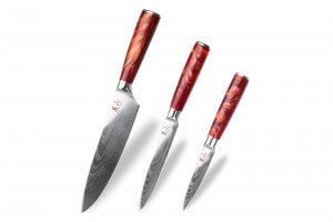 Set de 3 couteaux Kutoyama Red Flame chef + universel + office