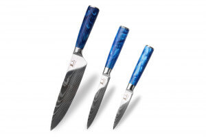 Set de 3 couteaux Kutoyama Blue Wave chef + universel + office