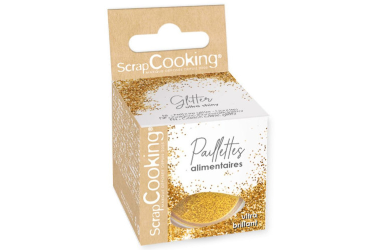Paillettes alimentaires dor&eacute;es Scrapcooking en poudre 5g