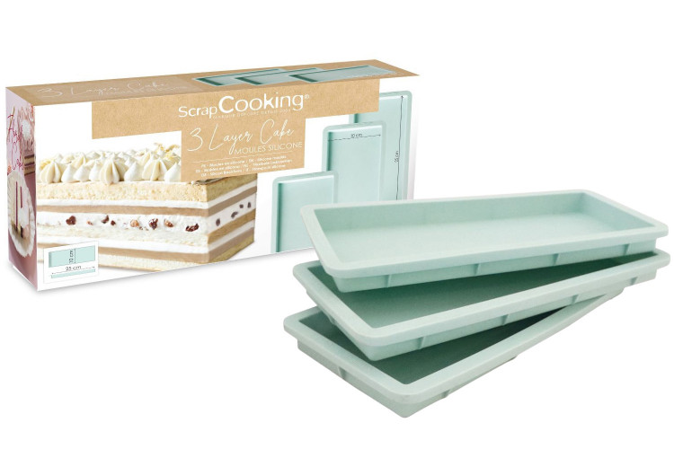 3 Moules Scrapcooking Layer Cake en silicone 25x10cm